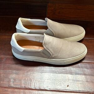 Men's Taupe and White Slip-On Loafers
